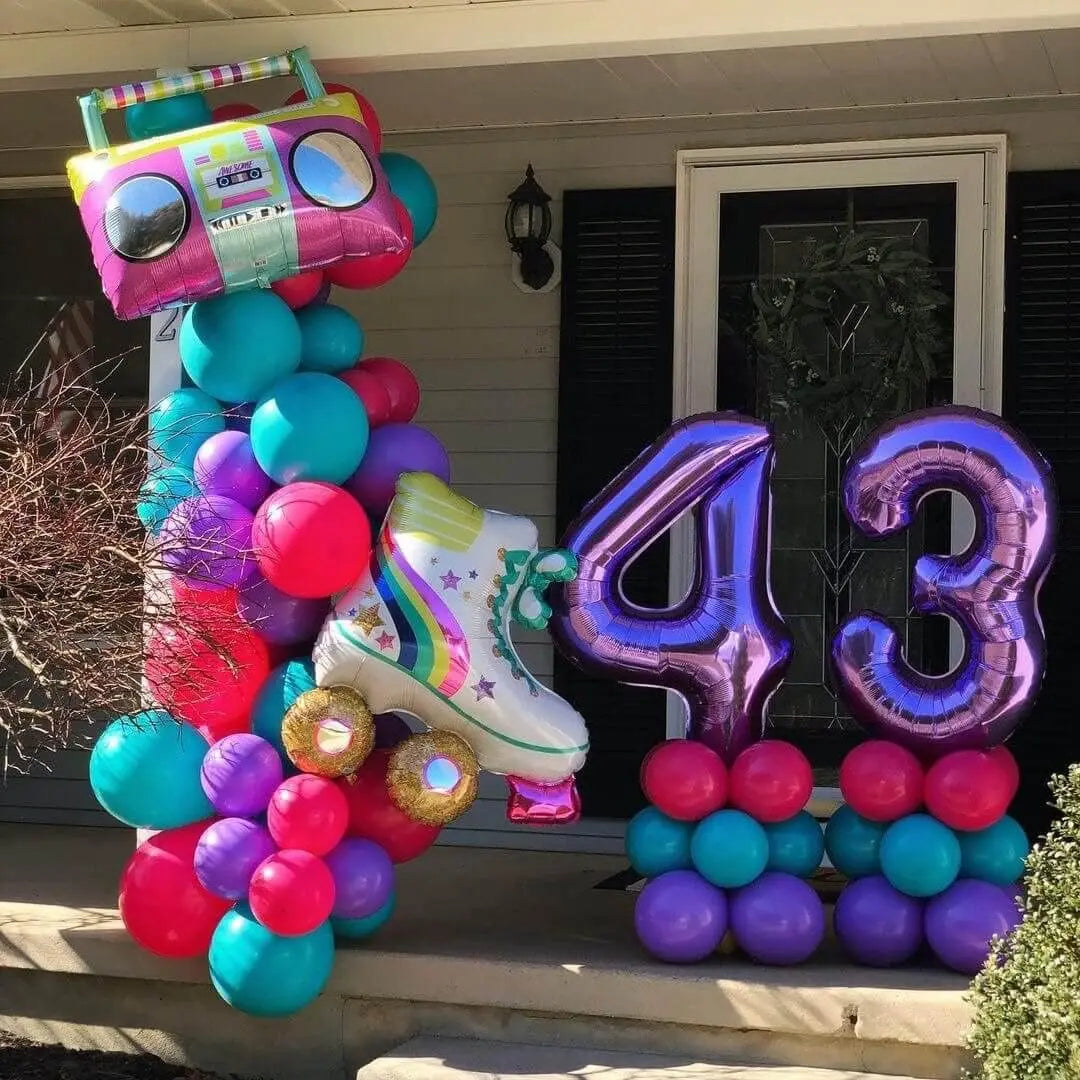 1/6Pcs Roller Skate Boom Box Balloons Disco Balloons for Back to the 90s Retro Hip Hop Themed Birthday Wedding Anniversary Decor