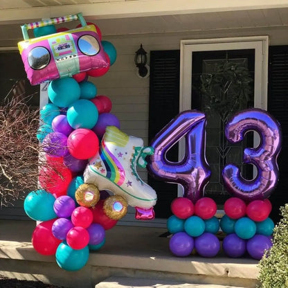 1/6Pcs Roller Skate Boom Box Balloons Disco Balloons for Back to the 90s Retro Hip Hop Themed Birthday Wedding Anniversary Decor