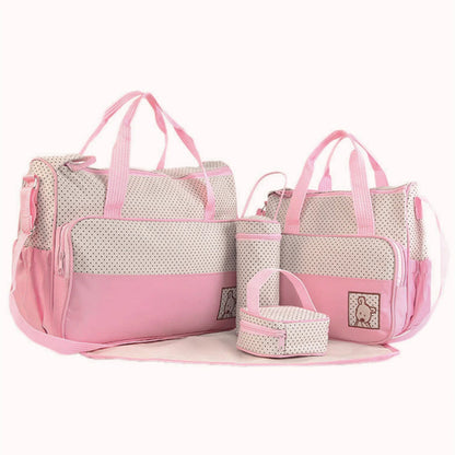 Parent child travel mommy bag fashion crossbody bag home multifunctional large capacity handbag Five piece diaper bag set