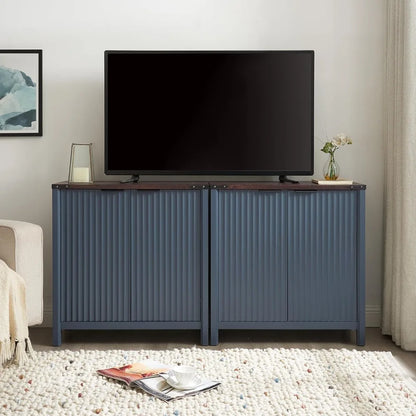 32 Fluted Sideboard Storage Cabinet Buffet - 7-Level Adjustable Shelves, Modern Farmhouse Rustic Chic Multi-Functional Organizer