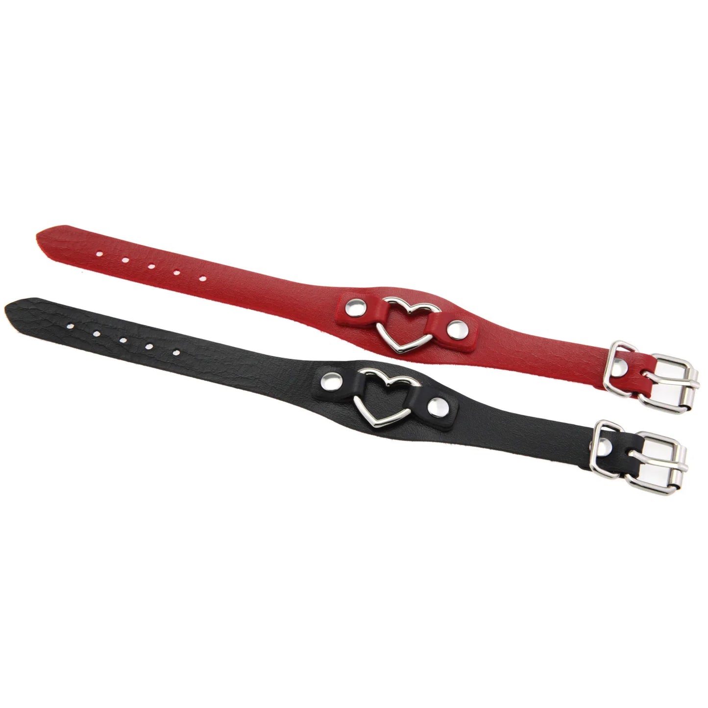 Punk Gothic Style PU Leather Faux Jewelry Heart Bracelet ,Male Female Lover Bangle Holiday Party Costume ﻿