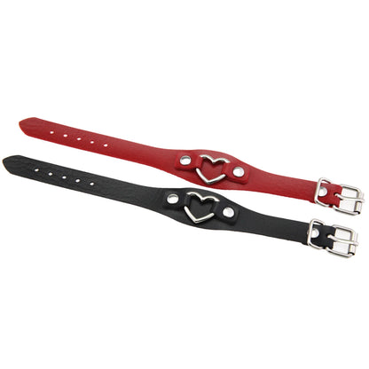 Punk Gothic Style PU Leather Faux Jewelry Heart Bracelet ,Male Female Lover Bangle Holiday Party Costume ﻿