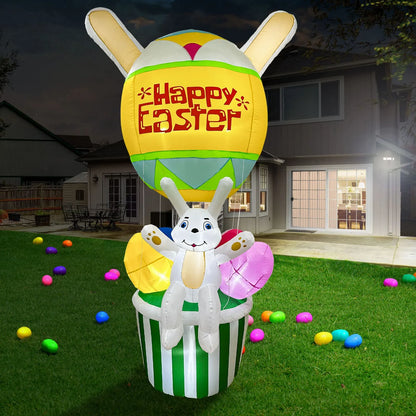 Easter Inflatable Outdoor Toys Easter Bunny Family Eggs Carrot with Build-in LEDs Blow Up Decorations for Party Yard Garden Lawn