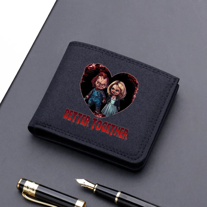Child's Play Chucky Canvas Men Wallet Black/blue/gray Card Holder Male Money Bag bank Holder Short Purse Credit Card Case Bag