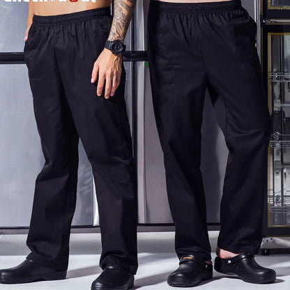 Men’s Chef Work Pants – Loose Cargo Kitchen Uniform Trousers