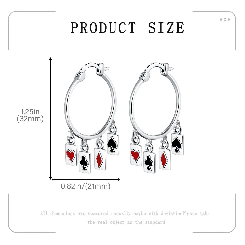 925 Sterling Silver Earrings Poker Suit Earrings Original Earring For Ladies Fashion Friends Party Daily Wear Gifts