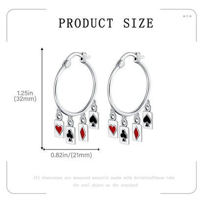 925 Sterling Silver Earrings Poker Suit Earrings Original Earring For Ladies Fashion Friends Party Daily Wear Gifts