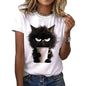 Women Funny Cat Print T-shirt