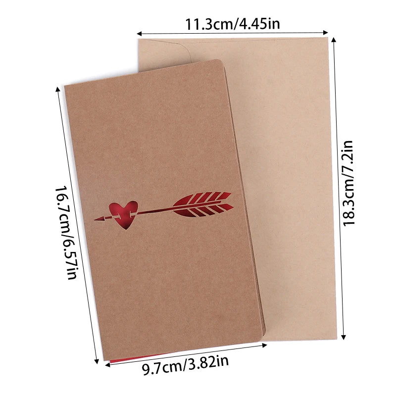 Valentines Day Mothers Day Greeting Card with Envelope Hollow Heart Flowers Gift Card Birthday Party Supplies Wedding Invitation