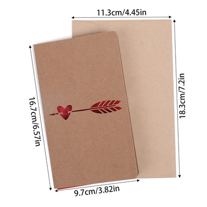 Valentines Day Mothers Day Greeting Card with Envelope Hollow Heart Flowers Gift Card Birthday Party Supplies Wedding Invitation