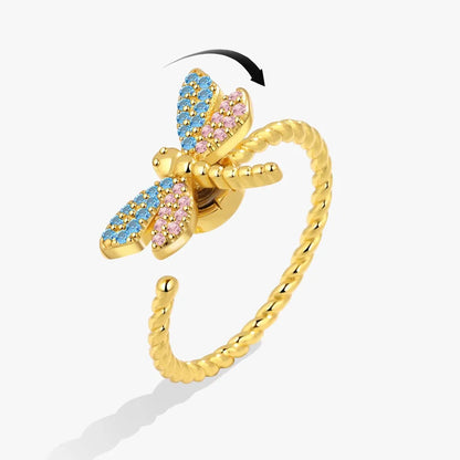 Fidget Spinner Ring Anxiety for Women Multiple Crystal Flower Eye Butterfly Animal Ring Rotate Anti Stress Wedding Jewerly