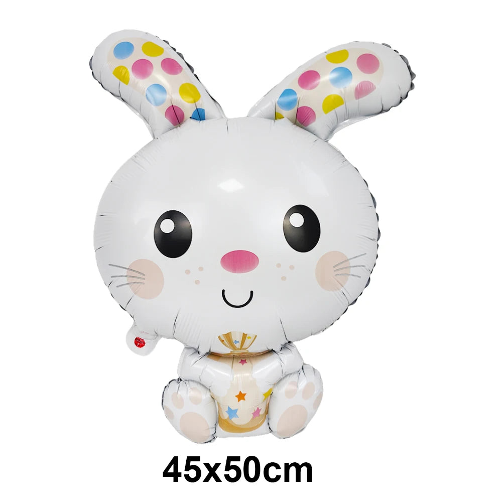 Cute Cartoon White Bunny Aluminum Foil Balloons Rabbit Happy Easter Party Decoration Supplies Children Favor Birthday Party Gift