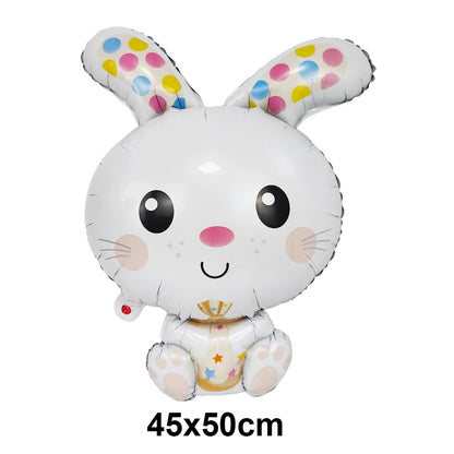 Cute Cartoon White Bunny Aluminum Foil Balloons Rabbit Happy Easter Party Decoration Supplies Children Favor Birthday Party Gift