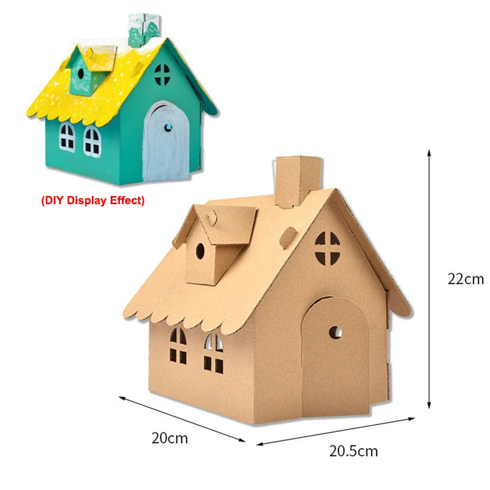Christmas Paper House DIY Painting Corrugated Board Villa Manor Castle Set Xmas Party Birthday Decoration Kids Gift Home Supply
