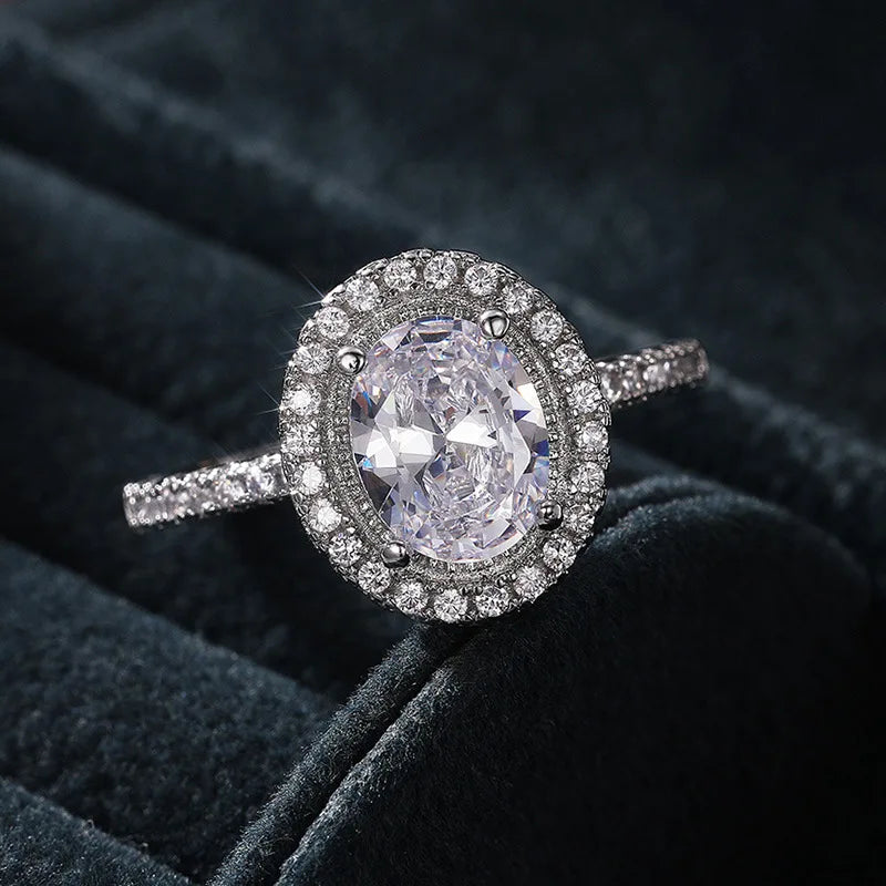 Real Moissanite 925 Sterling Silver Ring For Women Square Round 1CT 2CT 3CT Brilliant Diamond Finger Band Wedding Jewelry Gift