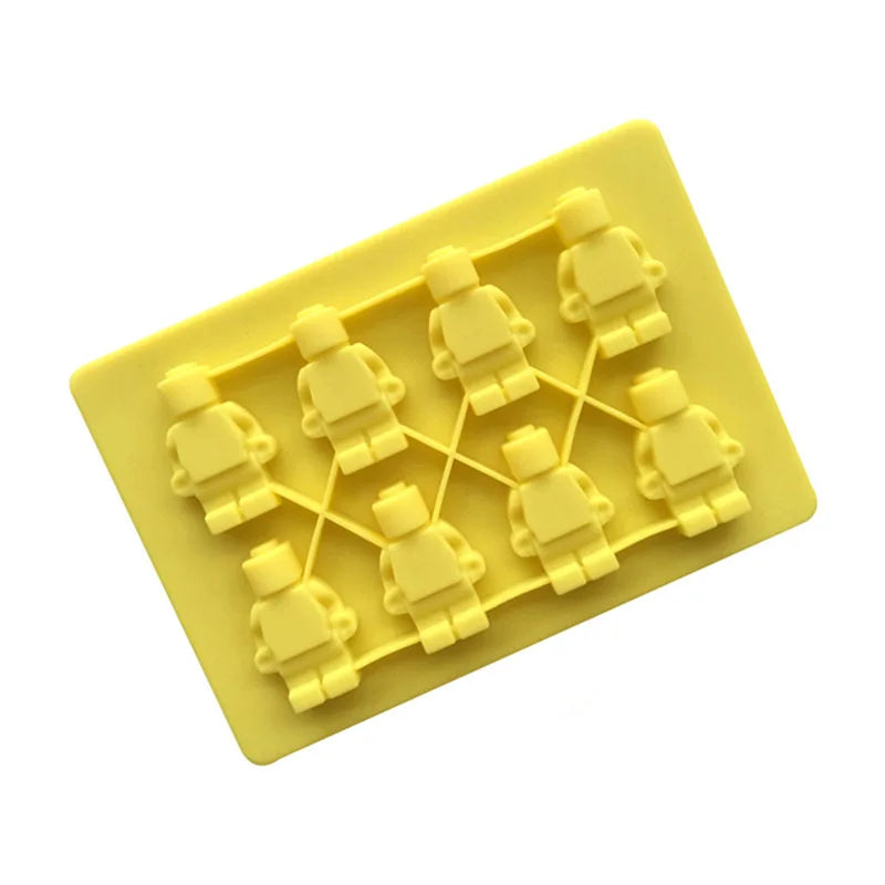 Block Silicone Mold Building Brick Robot Chocolate Jelly Ice Cube Tray Cake Decoration Cupcake Topper Kids Birthday Party Car