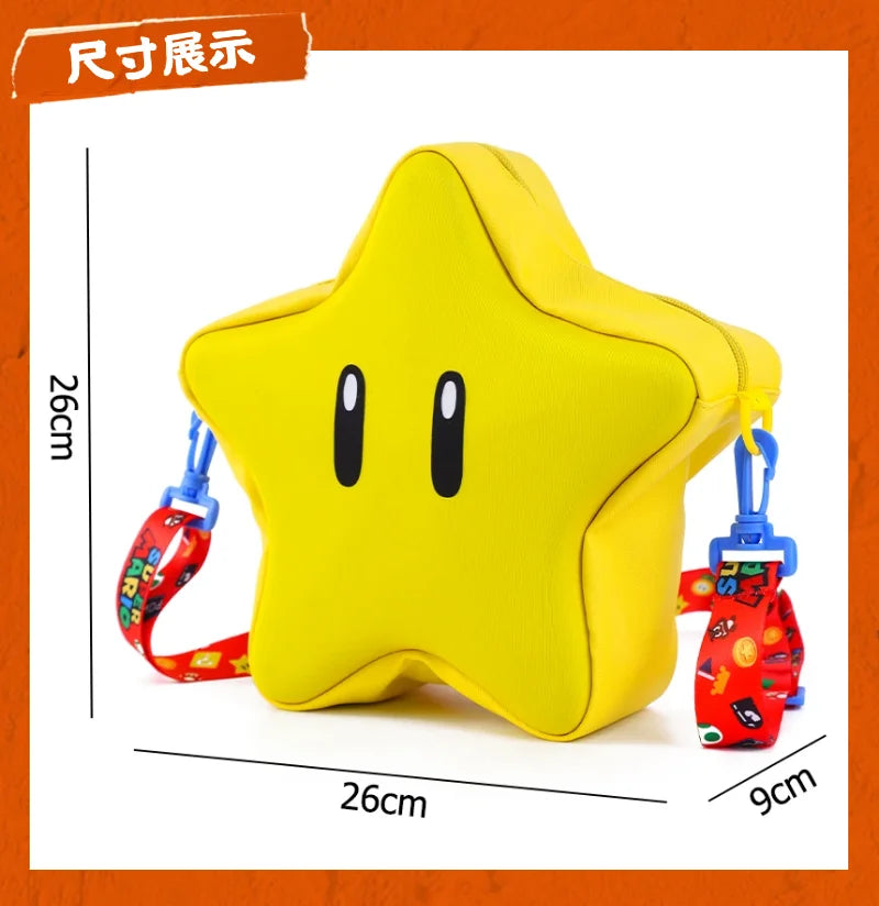 Super Mario Yellow Star Backpack – Cute Big‑Eye Anime Bag for Girls, Crossbody Student Gift