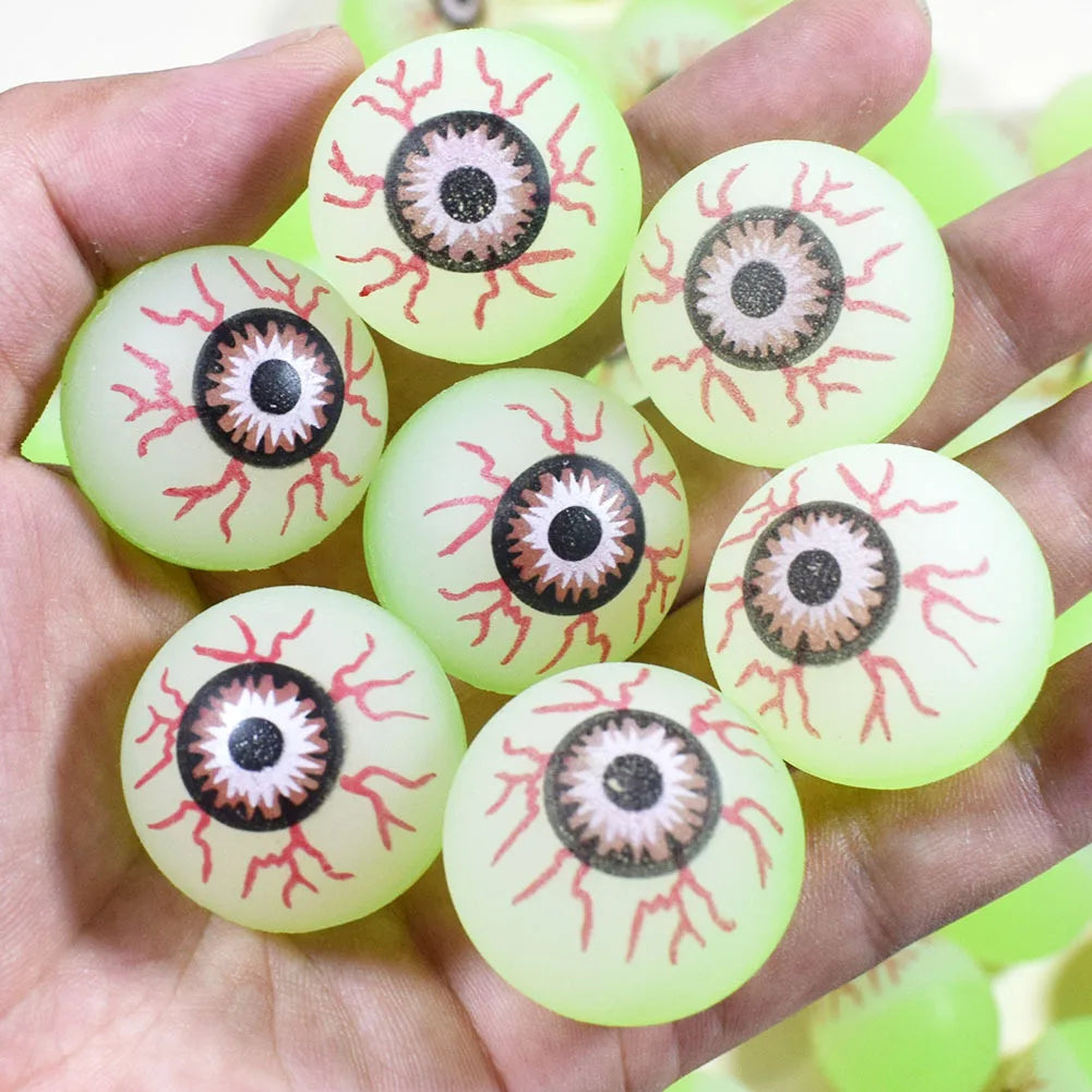 10pcs Glow in The Dark Eyeball 32MM Bouncy Ball Halloween Supplies Toys Horror Luminous Scary Ball Kids Toys Gift Fake Eyeballs