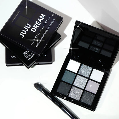 Nine-color eyeshadow palette, gray-pink smoky makeup, matte pearlescent silkworm brightening makeup