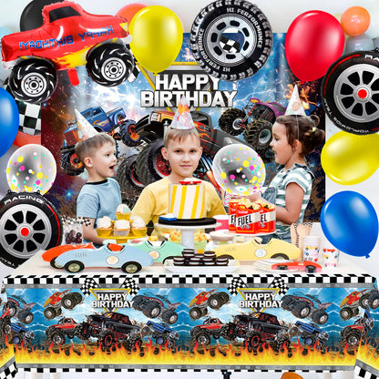 26‑Piece Racing Car Party Decorations Set – Balloons, Tablecloth & Backdrop