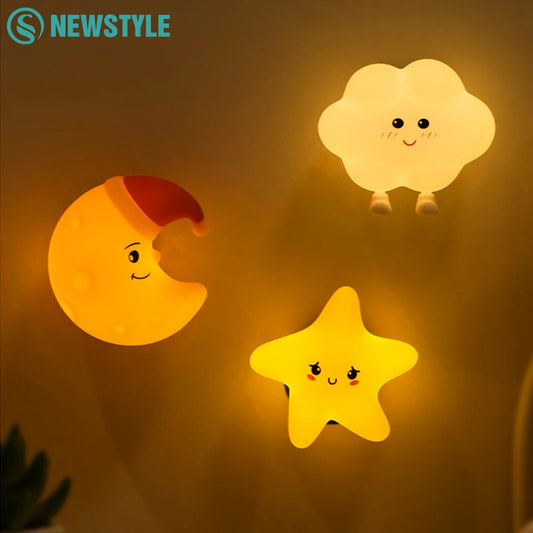 LED Star & Cloud Silicone Night Light – Rechargeable Nursery Wall Lamp for Baby Bedroom Décor