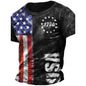 Men’s Retro Flag Skull T‑Shirt – 3D Print Short Sleeve Casual Summer Tee
