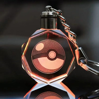 Pokemon Cartoons Anime Figure Pikachu Charizard Mewtwo Eevee Crystal  Collection Luminous Keychain Pendant Model  Kids Toy Gift
