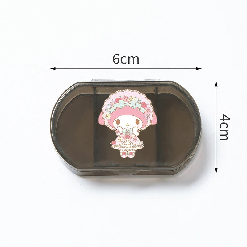 Cartoon Hello Kitty My Melody Plastic Pill Box Mini Tablet Case Anime Kawaii Portable Travel Medicines Storage Case Container