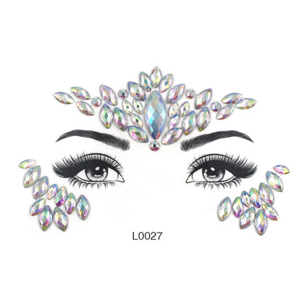 3D Sexy Face Tattoo Crystal Stickers Temporary Tattoos Glitter Fake Tattoo Rhinestones Masquerade Women Party Face Jewels Tattoo