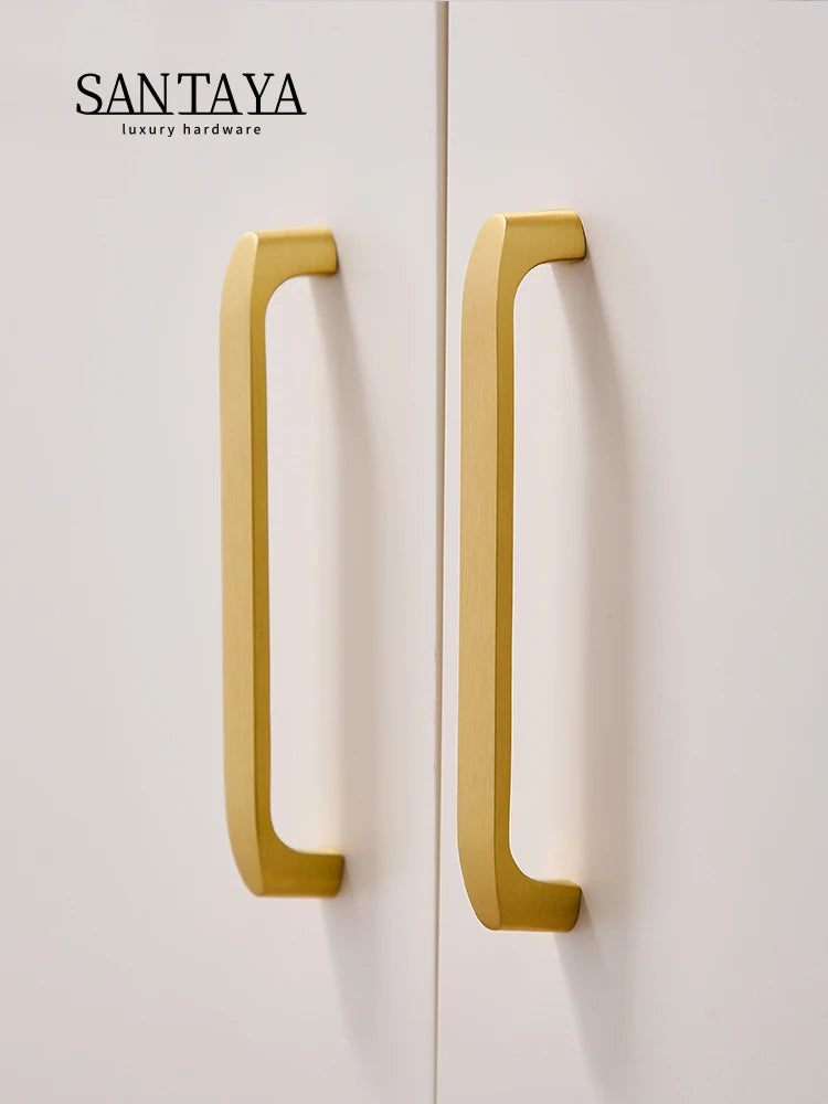 Solid Brass Handles Modern  Kitchen Cabinet Knob Cupboard Door Pulls Drawer Knobs Gold Furniture Handle Hardware