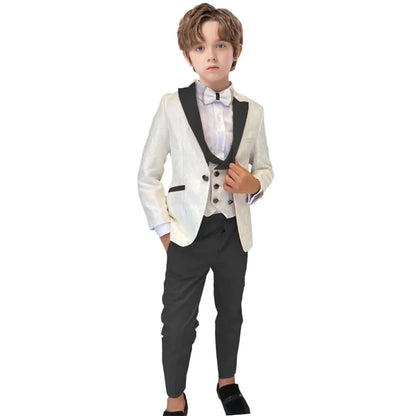 Classic Boy's Suit Set 3 Pieces Paisley Long Sleeves Formal Tuxedo For Kids From 3 to 14 Years (Wedding Flower Boy)