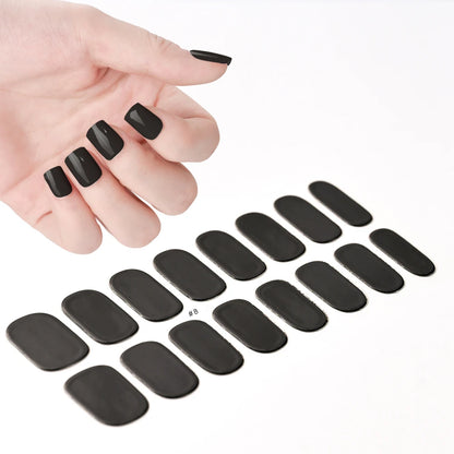 16‑Piece Semi‑Cured Gel Nail Wrap Set – French Pure Color UV Gel Polish Strips, Long‑Wear Nail Extension Decals