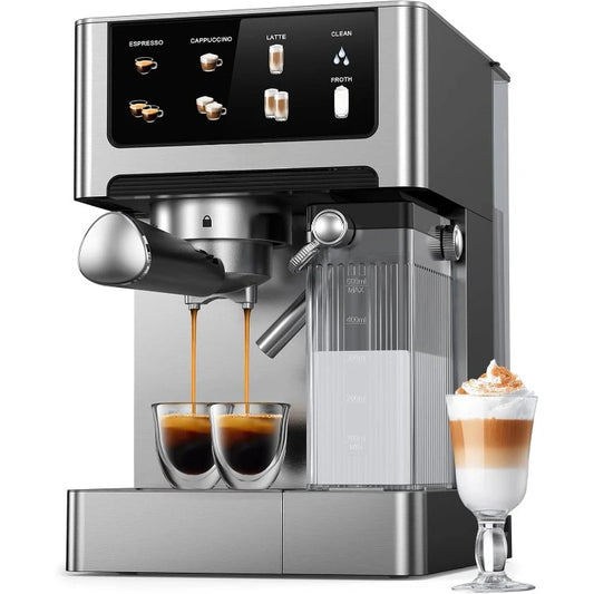 Espresso and Cappuccino Machine - 20 Bar Dual Boiler Latte Machines with Automatic Milk Frother - 3 in 1 Coffee Maker wi