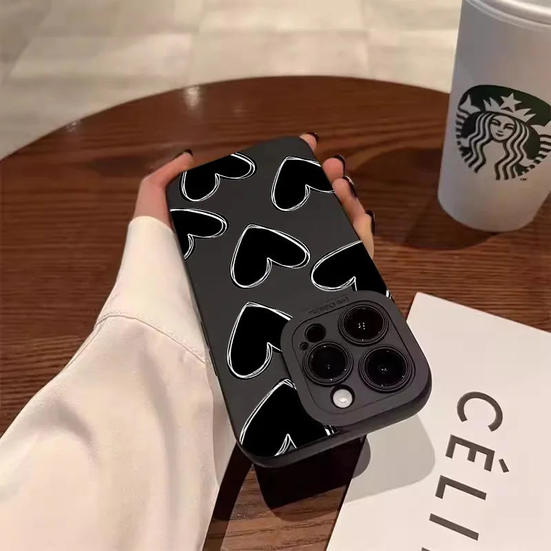 Love Heart Soft Silicone Phone Case For iPhone 16 15 14 Pro Max Plus 11 12 13 Pro Plus X XS XR Shockproof Cover