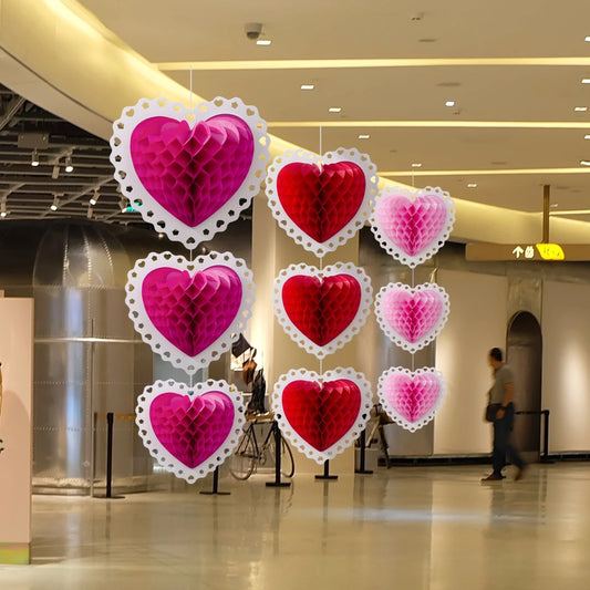 Honeycomb Love Wings Hanging Decor – Valentine’s Day & Wedding Room Decorations