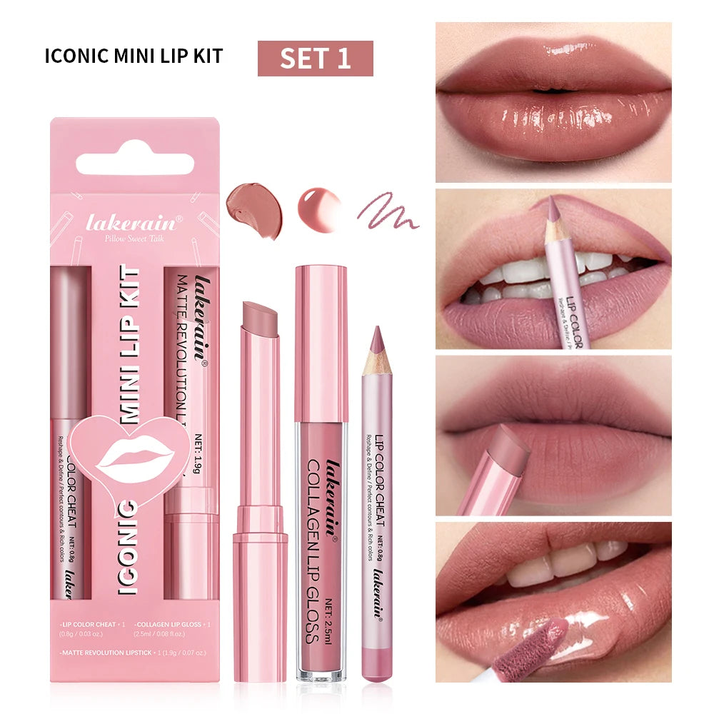 Matte Black Lipstick Set – Waterproof Velvet Liquid Lip Gloss & Lip Liner
