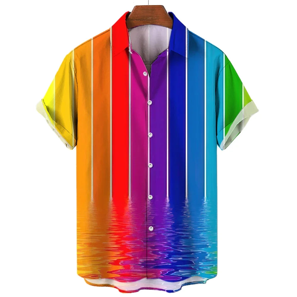Hawaiian Men's Shirts Happy Pride Month Rainbow Design Summer Trends Casual Streetwear Men's Clothing Men's Short Sleeve Shirts