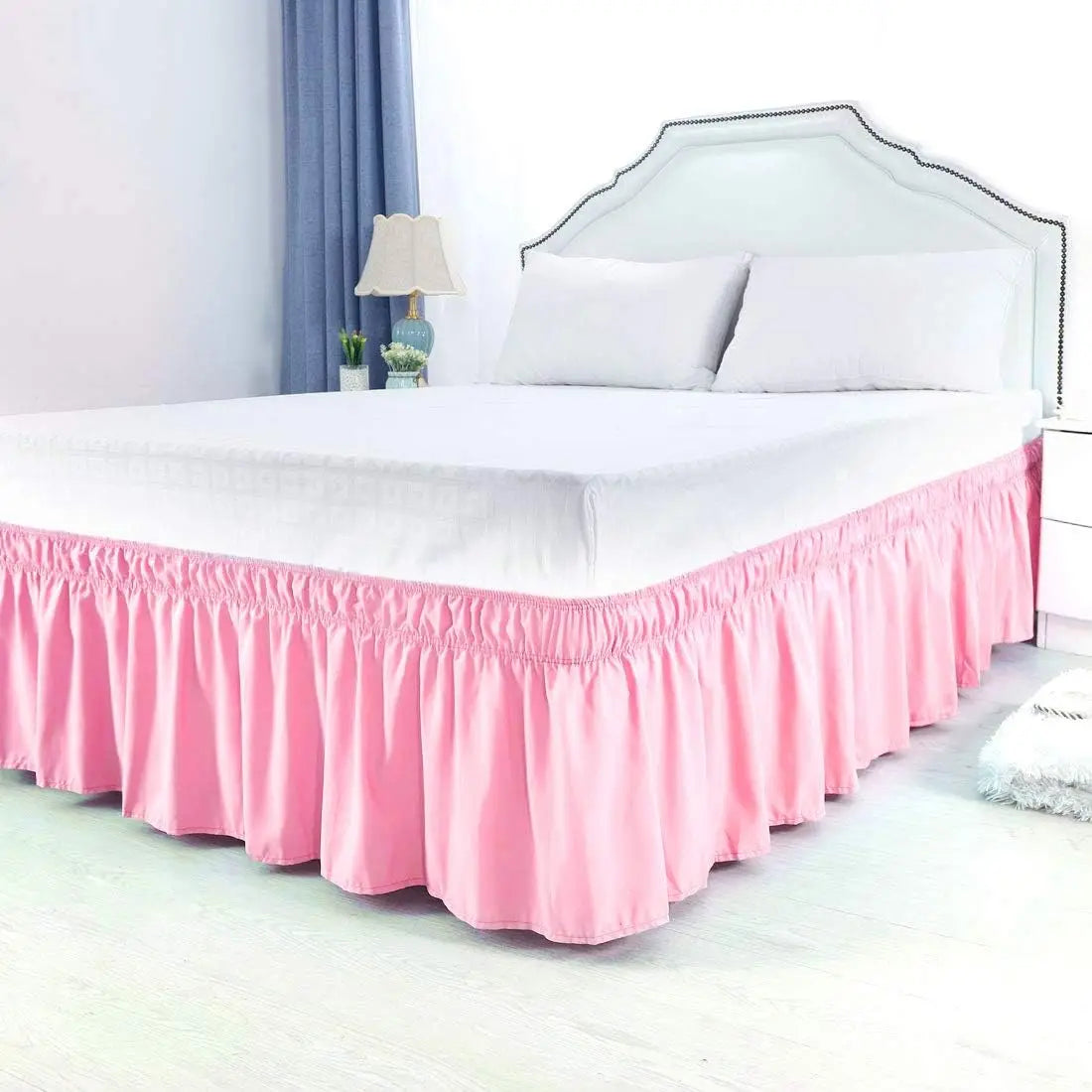 Pretty Comfort Ruffles Bed Skirts With Double Layers Elastic Belts-Wrinkle & Fade Resistant Fabric-15 and 18 Inch Height