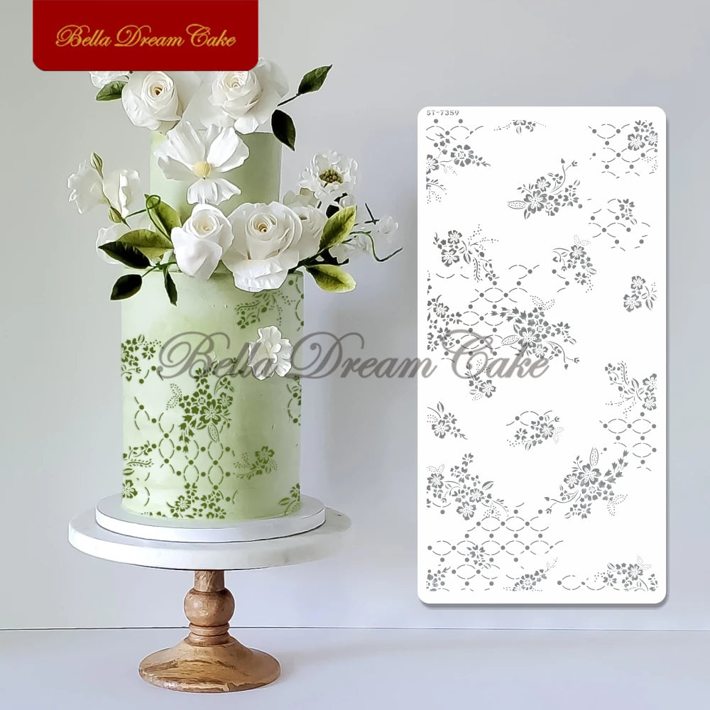 Various Flower Leaf Design Fondant Cake Stencil DIY Royal Cream Border Mold PET Drawing Template Cake Decorating Tools Bakeware