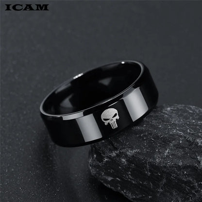 ICAM Stainless Steel Men Rings Skull Devil Punk Rock Hip Hop Jewelry Creativity Gift For Biker Male Boyfriend