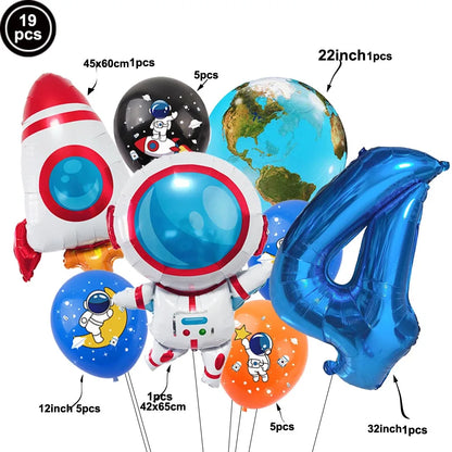 4D Standing Astronaut Spaceman Balloons Rocket Foil Balloons Kids Toys Baby Shower Outer Space Themed Birthday Party Decorations