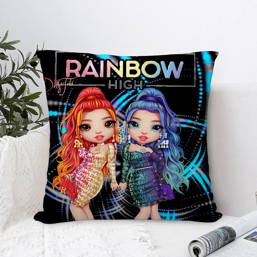 R-Rainbow High Doll Pillow Case Sofa Decorative Home Double-sided Print Plush Square Throw Pillow Covers Cushion Decor Cover