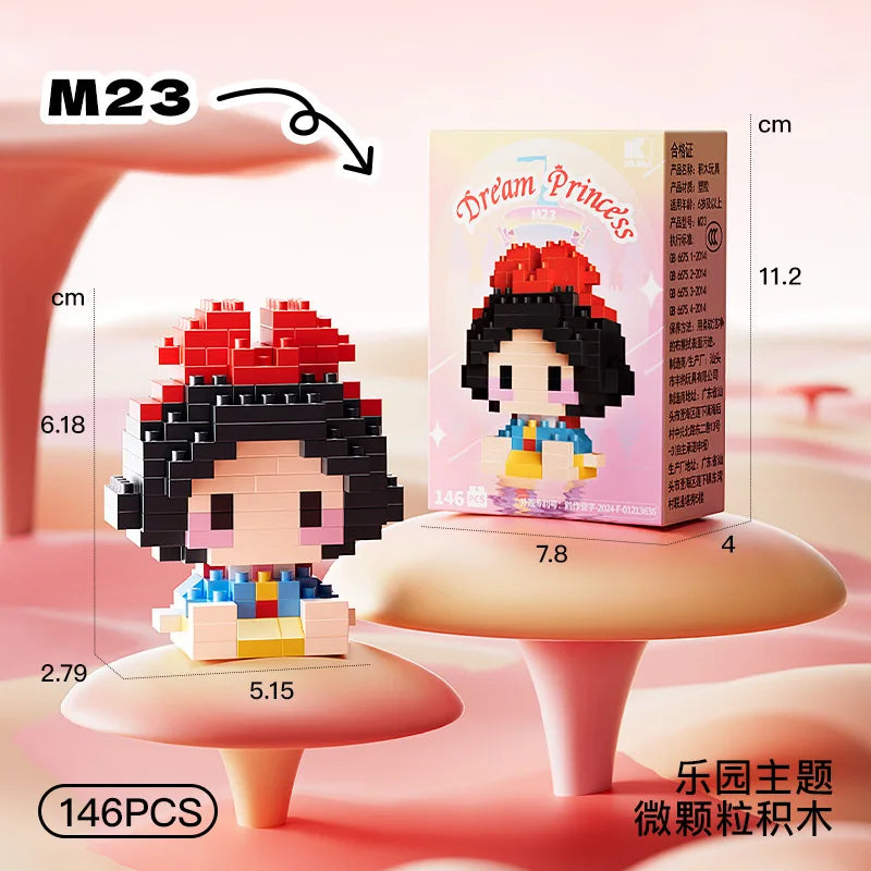 Disney Princess series Building Blocks Snow White Belle Animal Model Small Particles Assembled DIY Puzzle kids birthday gifts