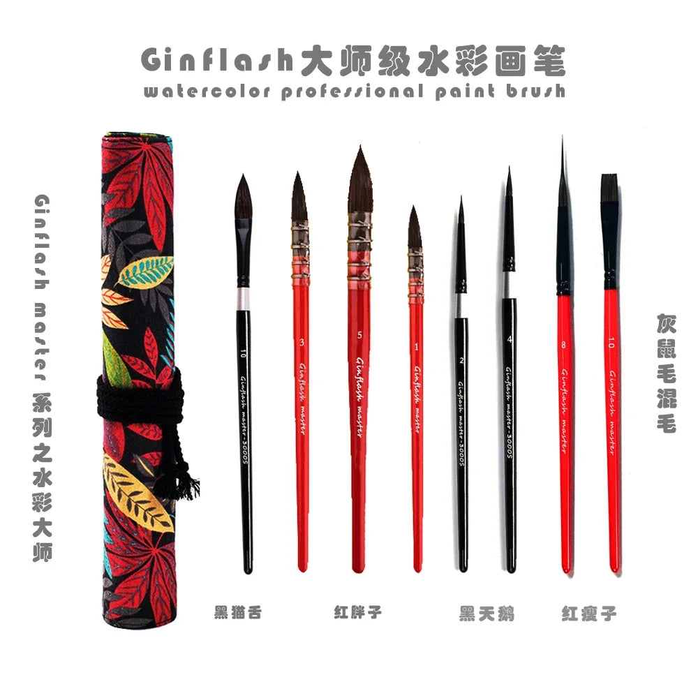 50/90 Color Solid Watercolor Paint Set Glitter Portable Metal Box Watercolor Pigment squirrel hair brush nail art