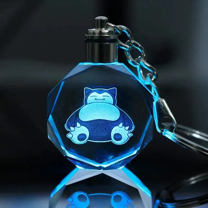 Pokemon Cartoons Anime Figure Pikachu Charizard Mewtwo Eevee Crystal  Collection Luminous Keychain Pendant Model  Kids Toy Gift
