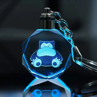Pokemon Cartoons Anime Figure Pikachu Charizard Mewtwo Eevee Crystal  Collection Luminous Keychain Pendant Model  Kids Toy Gift