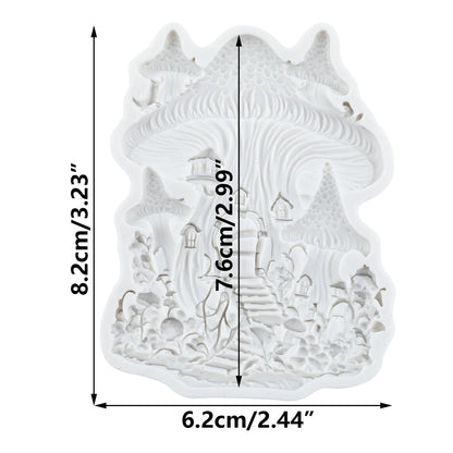 Mushroom Castle Silicone Molds Mushroom Fondant Cake Decorating Tools Cupcake Topper Chocolate Candy Resin Mold