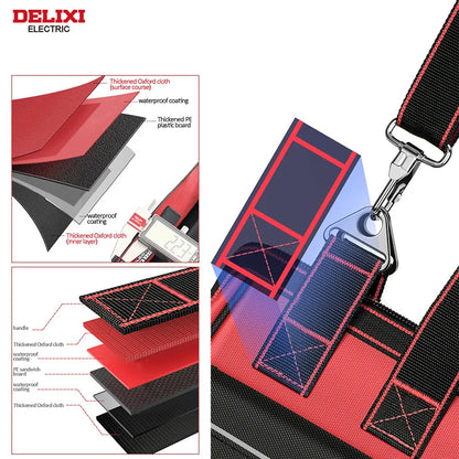 DELIXI ELECTRIC Tool Bag,Multifunctional Waterproof Storage Bags,Suitable for Electricians,Carpenters,Car Mechanics,Homeowners