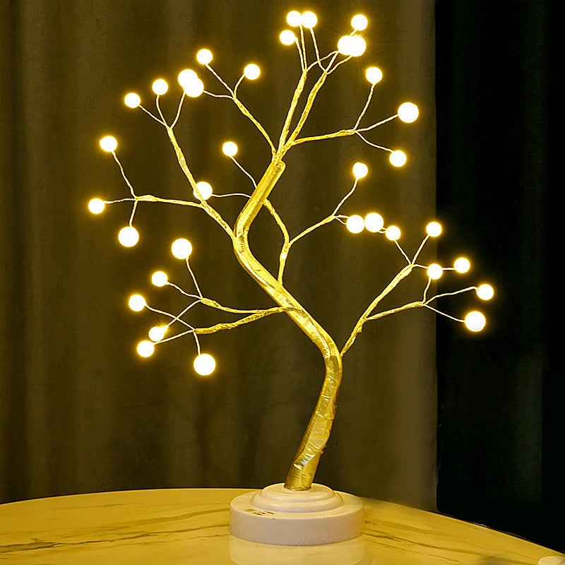Cherry Blossom LED Table Tree Lamp – USB/Battery Touch‑Switch Bonsai‑Style Night Light Decoration