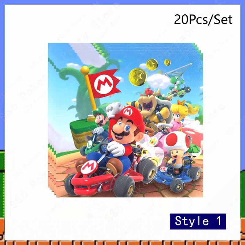 Super Mario Bros Birthday Decoration Party Supplies Disposable Tableware Baby Shower Paper Cup Tablecloth Plate Napkin Bag Kit